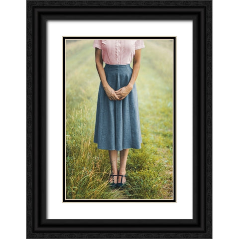 Shyness Black Ornate Wood Framed Art Print with Double Matting by Neer, Ildiko