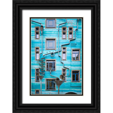 Art In The Backyard Black Ornate Wood Framed Art Print with Double Matting by Pfeiffer, Peter