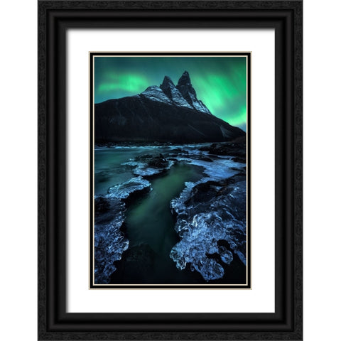 Arctic Night Black Ornate Wood Framed Art Print with Double Matting by Gastager, Daniel