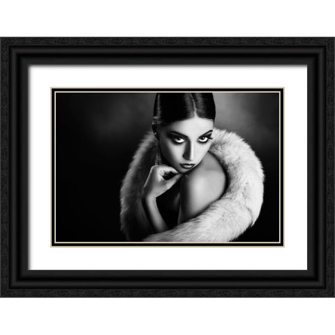 Diva3 Black Ornate Wood Framed Art Print with Double Matting by Tambe, Peppe