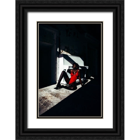 Dark Red Black Ornate Wood Framed Art Print with Double Matting by Bolgov (Axe), Ruslan