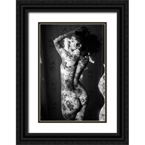 Lace Black Ornate Wood Framed Art Print with Double Matting by Faletkin, Mikhail