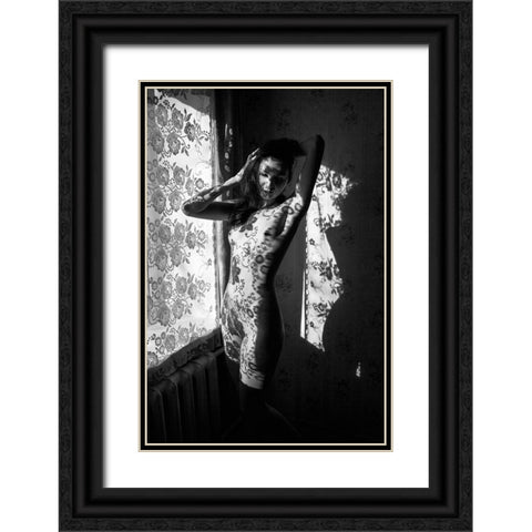 Lace 3 Black Ornate Wood Framed Art Print with Double Matting by Faletkin, Mikhail