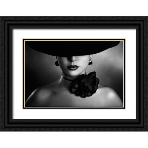 Enigma Black Ornate Wood Framed Art Print with Double Matting by Tambe, Peppe