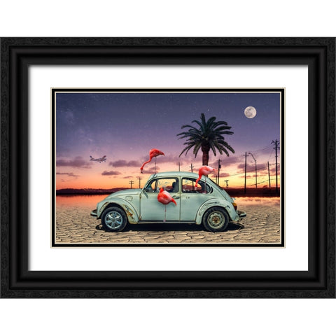 Flamingos Ate My Car Black Ornate Wood Framed Art Print with Double Matting by Marcel, Christian