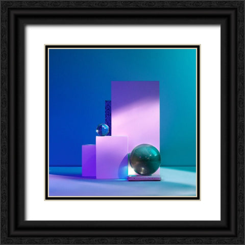 Aqua Black Ornate Wood Framed Art Print with Double Matting by Yunta, Isma
