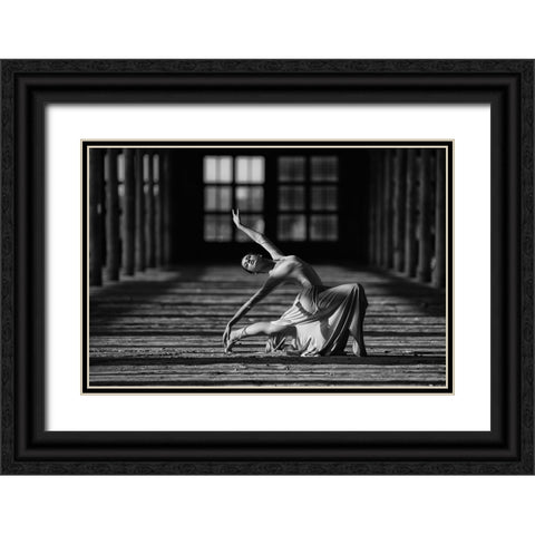 Evelina Black Ornate Wood Framed Art Print with Double Matting by Kapsha, Eduards