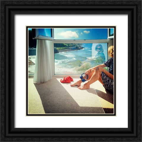 Some Kind Of Blue Black Ornate Wood Framed Art Print with Double Matting by Ambra