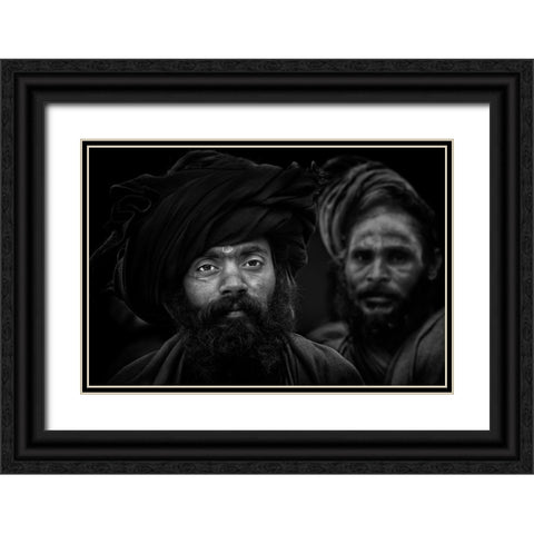 Holy Men. Kumbha Mela. Allahabad Black Ornate Wood Framed Art Print with Double Matting by Cavalli, Giovanni