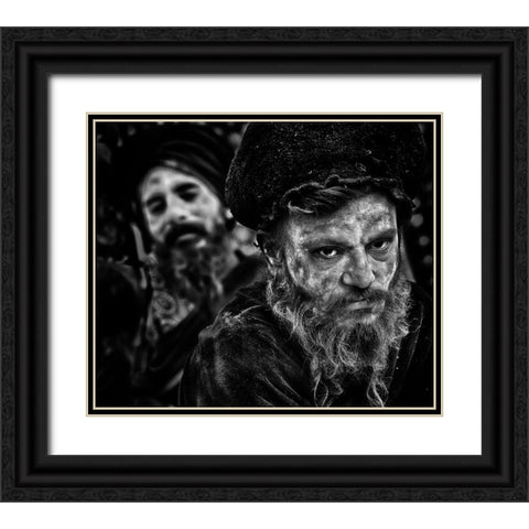 Holy Men In Kumbha Mela, Allahabad Black Ornate Wood Framed Art Print with Double Matting by Cavalli, Giovanni