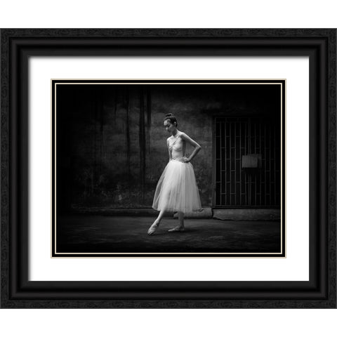 The Girl Black Ornate Wood Framed Art Print with Double Matting by Z, Bingo