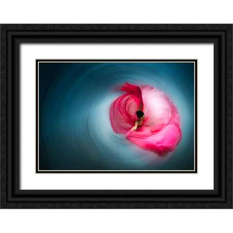Pink Ballerina Black Ornate Wood Framed Art Print with Double Matting by Abu, Dekel