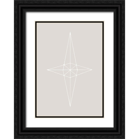 Grid Star Grey Black Ornate Wood Framed Art Print with Double Matting by 1x Studio II