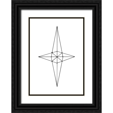 Grid Star White Black Ornate Wood Framed Art Print with Double Matting by 1x Studio II