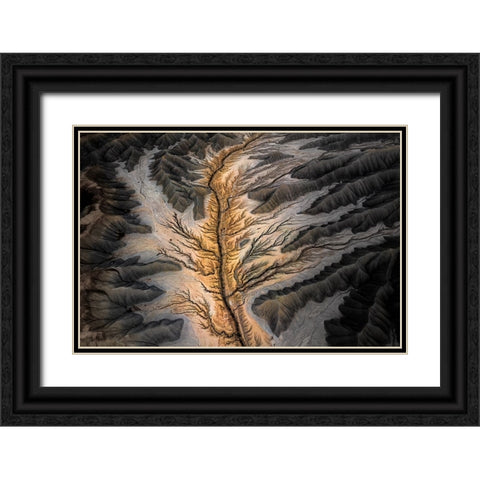 Magic Land -- An Aerial Abstract Black Ornate Wood Framed Art Print with Double Matting by Bian, James