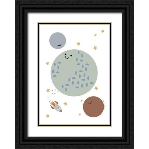 Solar Earth Moon Black Ornate Wood Framed Art Print with Double Matting by 1x Studio II