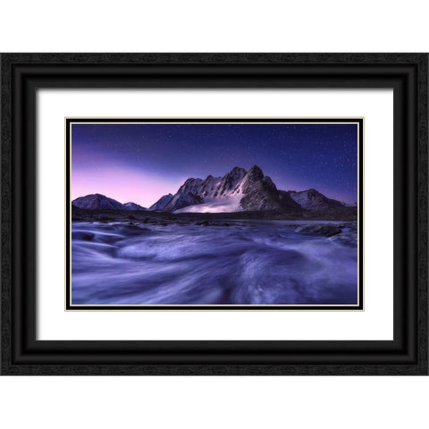 Blues Of Bogda Mountain Black Ornate Wood Framed Art Print with Double Matting by Hao, Damon
