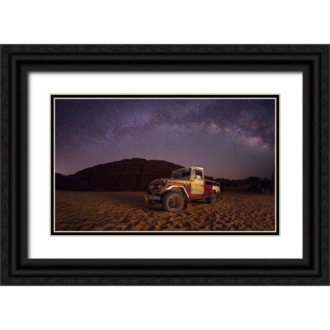 Car Under The Milkyway Galaxy Black Ornate Wood Framed Art Print with Double Matting by Shawki Ibrahim, Saad