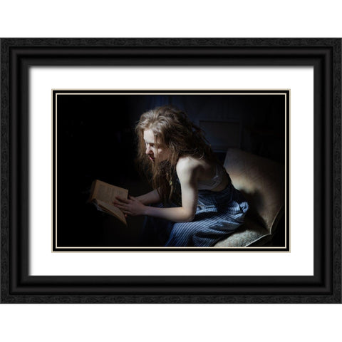 La Liseuse Black Ornate Wood Framed Art Print with Double Matting by Bouchard, Christian