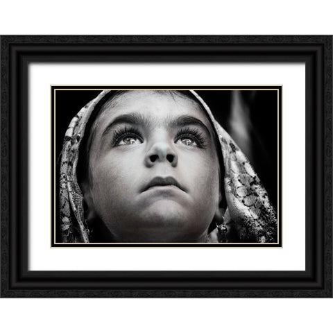 Girl With Sardinian Traditional Veil Black Ornate Wood Framed Art Print with Double Matting by Cavalli, Giovanni