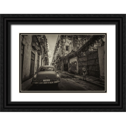 Habana street Black Ornate Wood Framed Art Print with Double Matting by Morishige, Koji