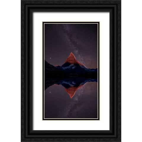 A mountain of stars Black Ornate Wood Framed Art Print with Double Matting by Victor, Baldea