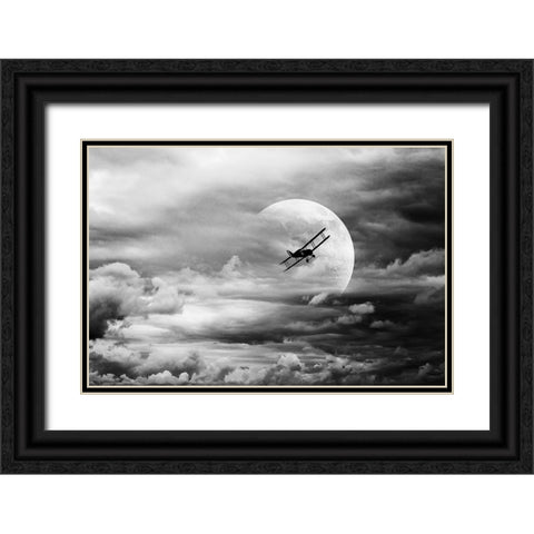 Lidojums Black Ornate Wood Framed Art Print with Double Matting by Kaprano, Normunds