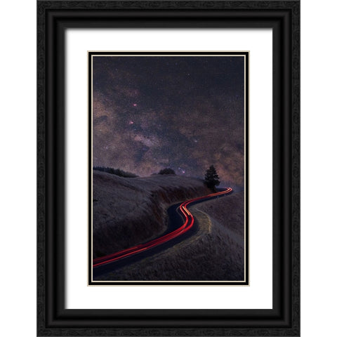 Senerity Black Ornate Wood Framed Art Print with Double Matting by Li, Jinghua