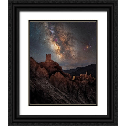 Basgo Black Ornate Wood Framed Art Print with Double Matting by Chander, Vikas