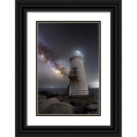 Milestone Black Ornate Wood Framed Art Print with Double Matting by Harlock