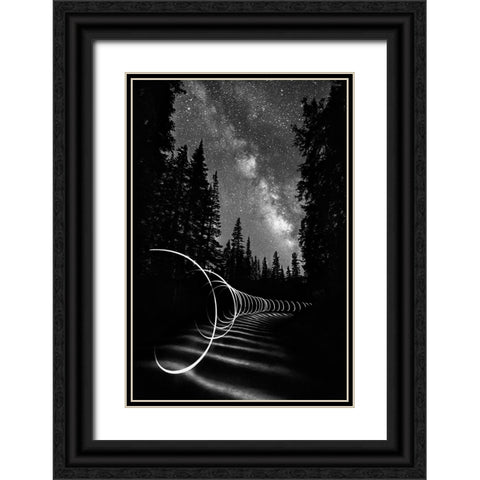 Light Painting Under The Milky Way Black Ornate Wood Framed Art Print with Double Matting by Shen, Yanyu