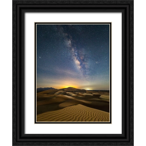 Arab land at night Black Ornate Wood Framed Art Print with Double Matting by Habib, Ashraf