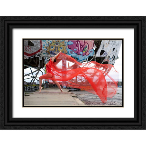 The Woman In The Storm Black Ornate Wood Framed Art Print with Double Matting by Graf, James