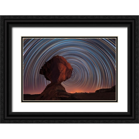 Kharaz Dreaming! Black Ornate Wood Framed Art Print with Double Matting by Chander, Vikas