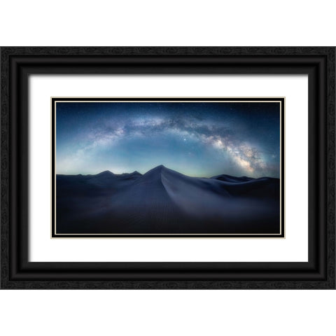 Desert Starry Sky Black Ornate Wood Framed Art Print with Double Matting by Cui, Yuan