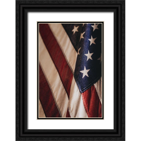 USA Flag Black Ornate Wood Framed Art Print with Double Matting by Mossholder, Tim