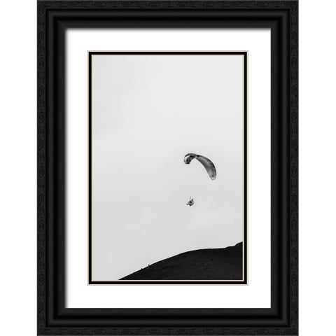 Paragliding Black Ornate Wood Framed Art Print with Double Matting by Wang, Bill