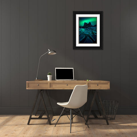 Icy Eystrahorn Black Ornate Wood Framed Art Print with Double Matting by Kuric EP, Marian