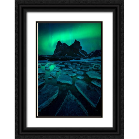 Icy Eystrahorn Black Ornate Wood Framed Art Print with Double Matting by Kuric EP, Marian