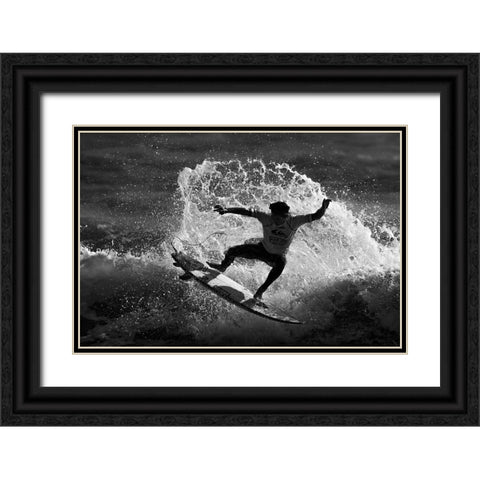 Surfer Black Ornate Wood Framed Art Print with Double Matting by Wang, Ti