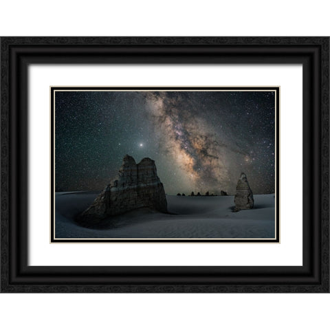 Stardust Black Ornate Wood Framed Art Print with Double Matting by Cui, Yuan