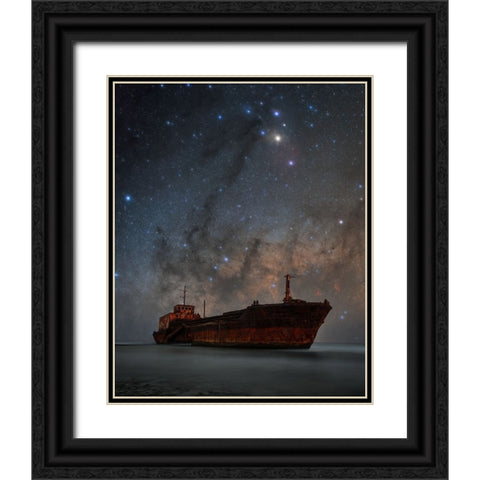 Aparajith Black Ornate Wood Framed Art Print with Double Matting by Chander, Vikas