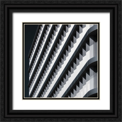 Lines Of Jags Ii Black Ornate Wood Framed Art Print with Double Matting by Hawerkamp, Hans-Wolfgang