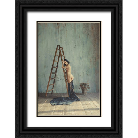 Belle Fleur Black Ornate Wood Framed Art Print with Double Matting by InTheMoment