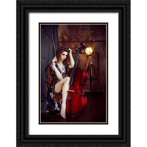 Music is my sweetest escape Black Ornate Wood Framed Art Print with Double Matting by Bolgov (Axe), Ruslan