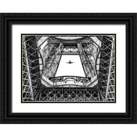 Paris Eifel Black Ornate Wood Framed Art Print with Double Matting by Philippe, Laruelle