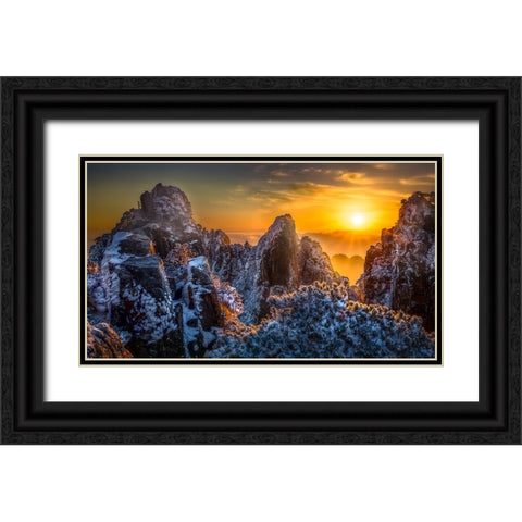 The Yellow Mountain Black Ornate Wood Framed Art Print with Double Matting by Lim, Jack
