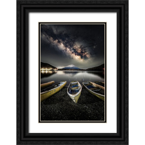 Milky Way on the Fuji Black Ornate Wood Framed Art Print with Double Matting by Suzuki, Daiki