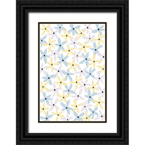 Playful Flowers Black Ornate Wood Framed Art Print with Double Matting by Uplusmestudio