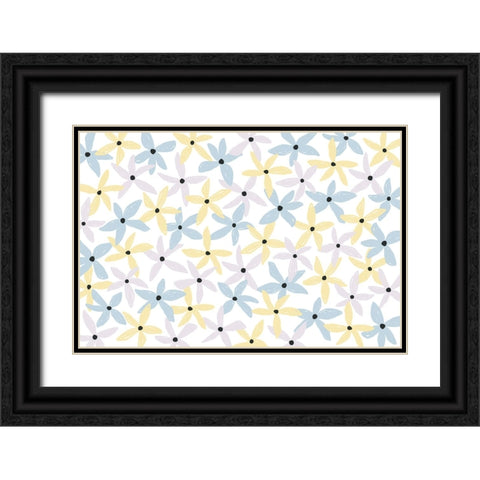 Playful Flowers Black Ornate Wood Framed Art Print with Double Matting by Uplusmestudio